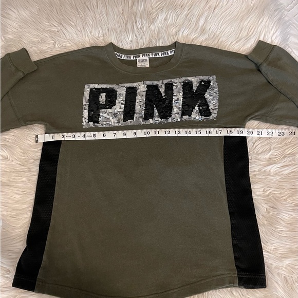 PINK | Sequin | Crewneck Sweatshirt | Green & Black - Picture 5 of 11